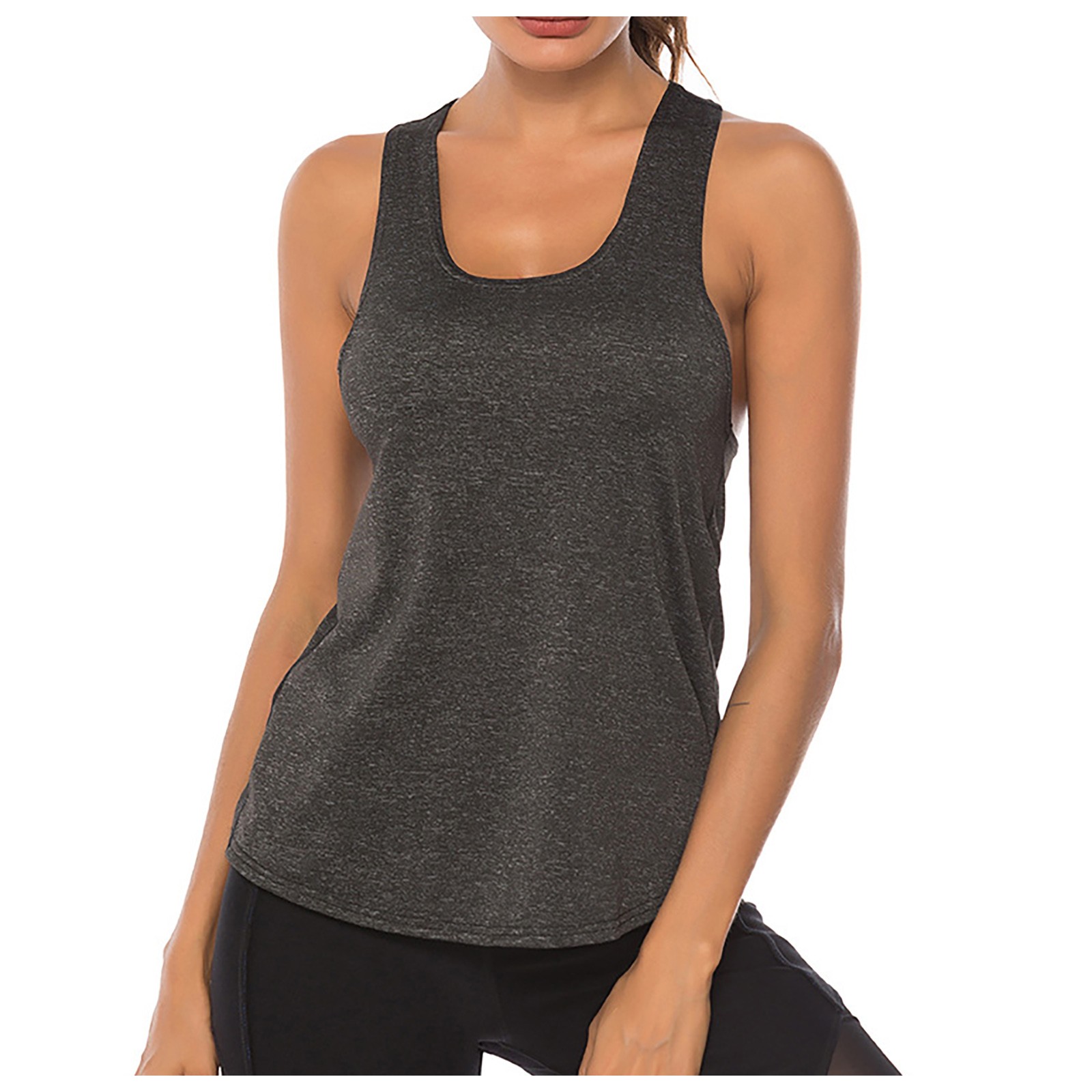 thumbnail image 2 of Camiseta sin mangas con espalda nadadora para mujer: camiseta de yoga de malla, ropa deportiva para correr y gimnasio, 95 % poliéster, transpirable, tallas S-XL, para entrenamiento/uso diario, 2 of 5
